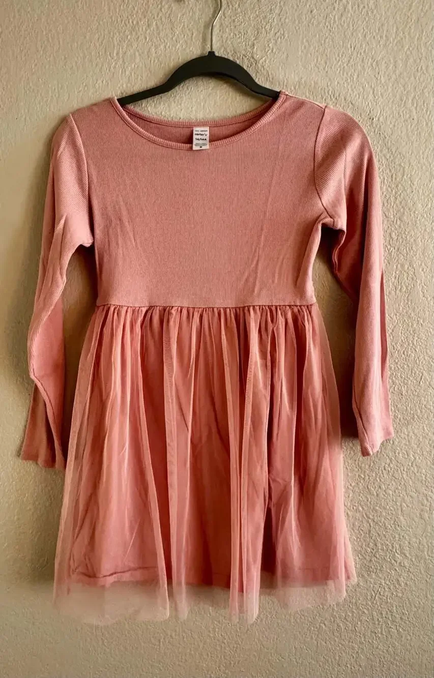 Carter’s Girls Pink Ribbed Tulle Dress Size 14/14A